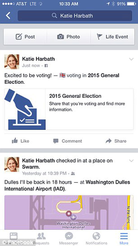 يضغط كل مواطن على الزر ليعرف أصدقاءه قيامه بالتصويت -اليوم السابع -5 -2015