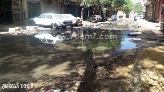 صورة من اعلى لمنظر الشارع بعد غرقة بمياه المجارى -اليوم السابع -5 -2015