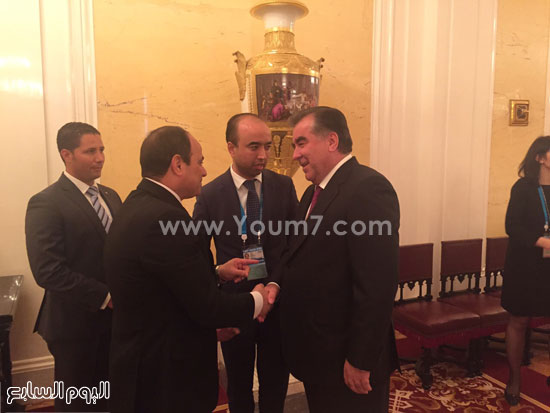 لقاء الرئيس مع رئيس طاجيكستان إمام علي رحمانوف. -اليوم السابع -5 -2015