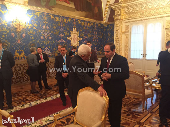 لقاء الرئيس مع الرئيس الفلسطيني محمود عباس -اليوم السابع -5 -2015