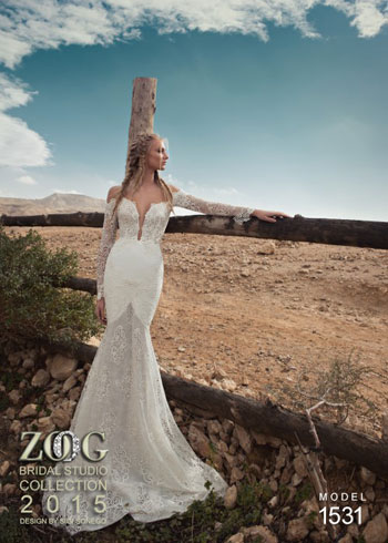 لقطة لفستان زفاف أبيض عصرى طويل بكم -اليوم السابع -5 -2015