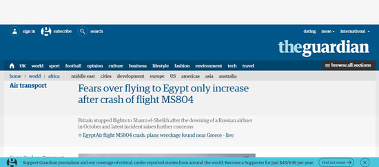 انحياز واضح للإعلام الغربى ضد مصر بعد حادث الطائرة المنكوبة (1)