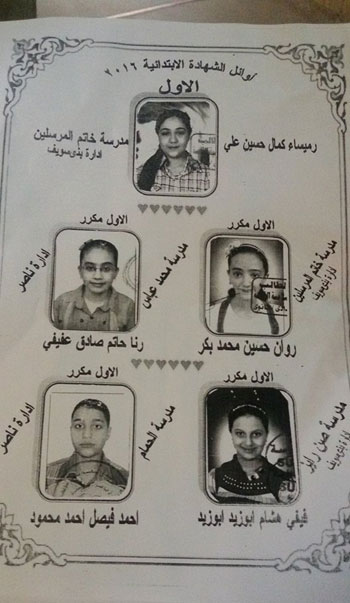 ننشر أسماء أوائل الشهادة الابتدائية فى محافظة بنى سويف (5)
