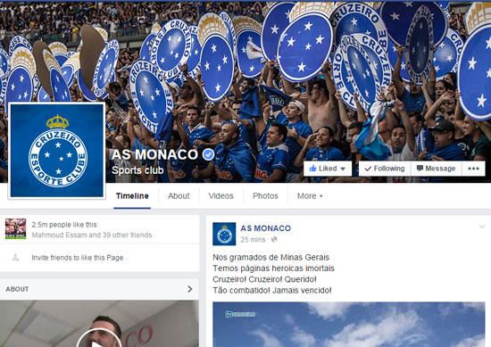 هاكر برازيلى يخترق صفحة نادى موناكو الفرنسى على الفيس بوك -اليوم السابع -6 -2015