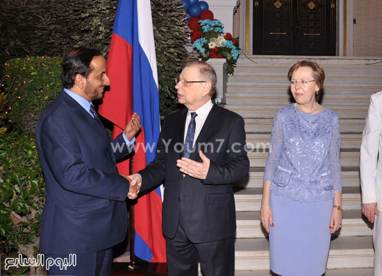 	سفير روسيا وحرمه فى استقبال سفير سلطنة عمان -اليوم السابع -6 -2015