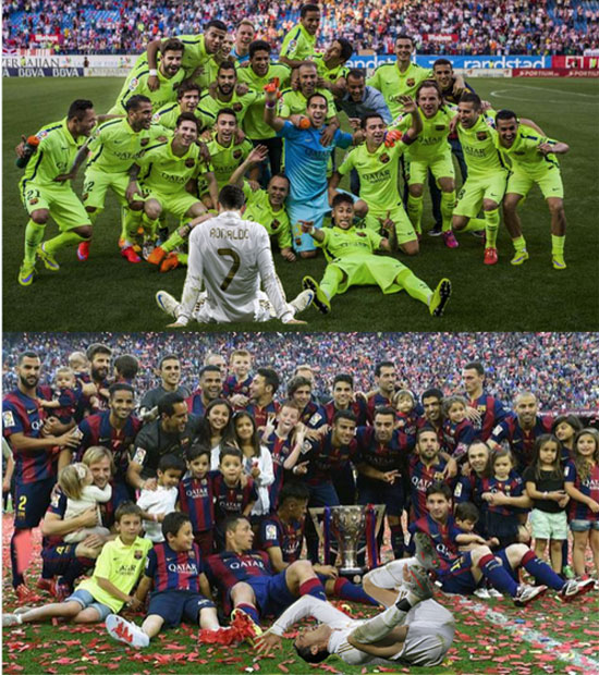  تتويج ميسى بالدورى والكأس مع برشلونة ورونالدو يتحسر  -اليوم السابع -6 -2015