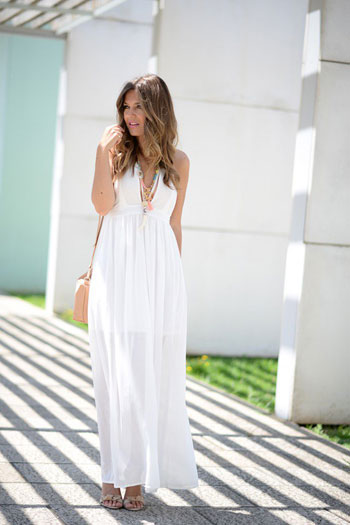 فستان طويل أبيض لأوقات النهار -اليوم السابع -6 -2015