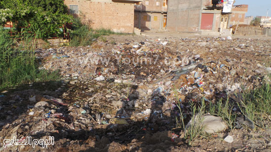  آثار القمامة بجوار منازل العزبة والتى يتم محاولة إخفائها -اليوم السابع -6 -2015