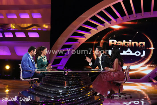 عمرو يوسف ودرة خلال لقائهما مع وسام بريدى وميساء مغربى -اليوم السابع -6 -2015