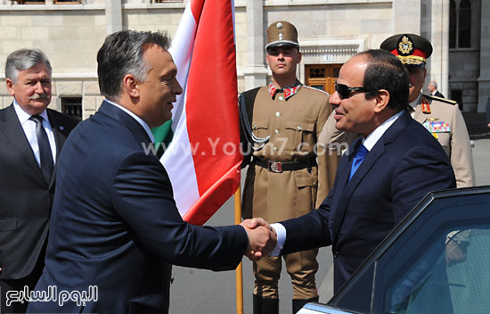  جانب من استقبال رئيس الوزراء المجرى فيكتور أوربان للرئيس عبد الفتاح السيسى -اليوم السابع -6 -2015