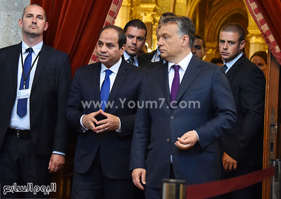  من مراسم استقبال الرئيس السيسى فى المجر -اليوم السابع -6 -2015