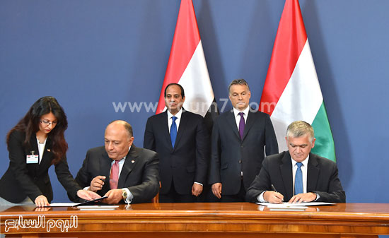  الرئيس السيسى بجانب رئيس حكومة المجر فيكتور أوربان -اليوم السابع -6 -2015