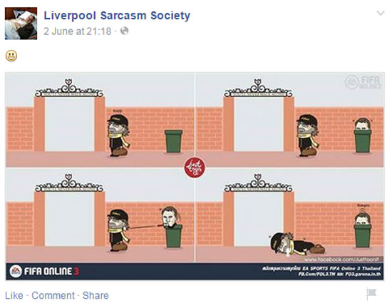كوميك من Liverpool Sarcasm Society عن مدربى الفريق الحالى والمتوقع. -اليوم السابع -6 -2015