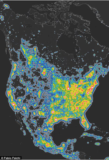 1خريطة صادمة تكشف حجم التلوث الضوئى فى جميع أنحاء العالم (3)