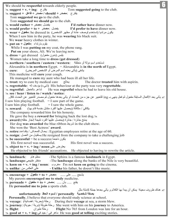 مراجعات ليلة الامتحان فى مادة اللغة الانجليزية (6)