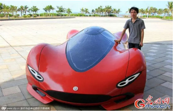 شاب صينى فى الـ27 من عمره يصنع سيارة سوبر مان بنفسه -اليوم السابع -7 -2015