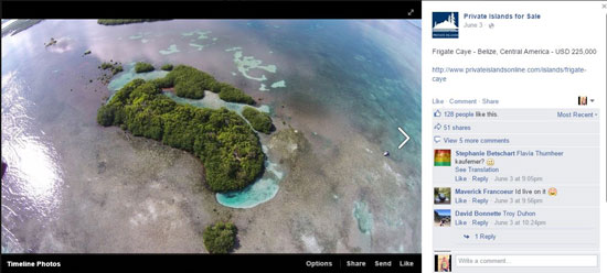 صفحة فيس بوك لتأجير وبيع الجزر -اليوم السابع -7 -2015
