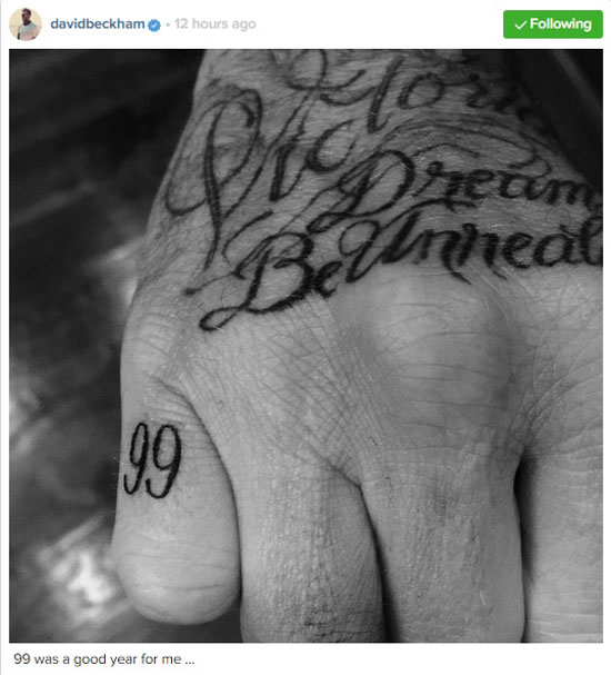 تاتو بيكهام 99 على يده  -اليوم السابع -7 -2015