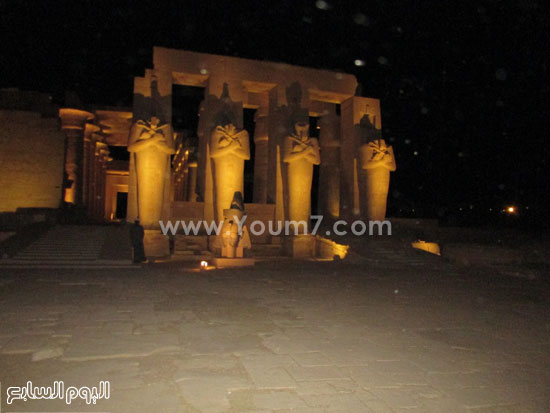 معبد الرمسيوم فى الإضاءة الليلية -اليوم السابع -7 -2015