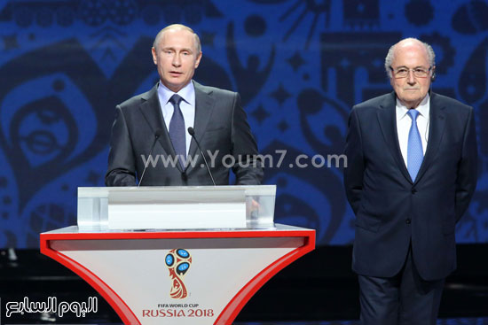 	بوتين خلال القرعة التمهيدية لتصفيات كاس العالم بروسيا 2018 -اليوم السابع -7 -2015