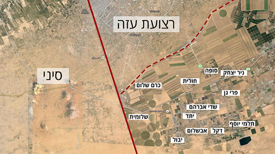 خريطة توضح الحدود المصرية الإسرائيلية  -اليوم السابع -7 -2015