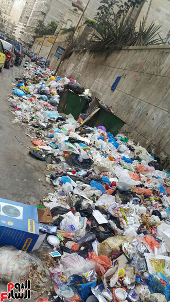 تتراكم القمامة بشوارع الإسكندرية (1)