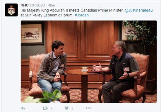 الملك عبد الله الثانى ، الأردن ، جاستن ترودو ، كندا ، الملتقى الاقتصادى
