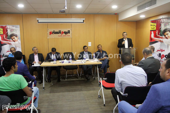 نقيب الصحفيين أثناء كلمته بالمؤتمر -اليوم السابع -8 -2015