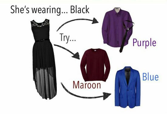 إذا اخترتِ الأسود يمكن أن يرتدى هو البنفسجى أو النبيتى أو الأزرق -اليوم السابع -8 -2015