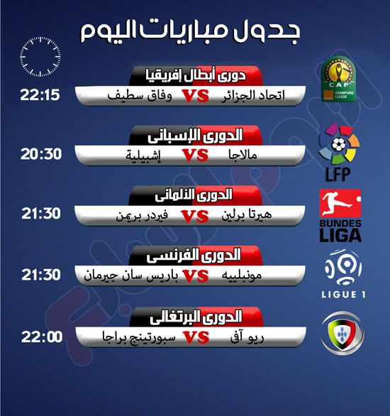 جدول مباريات اليوم الجمعة -اليوم السابع -8 -2015