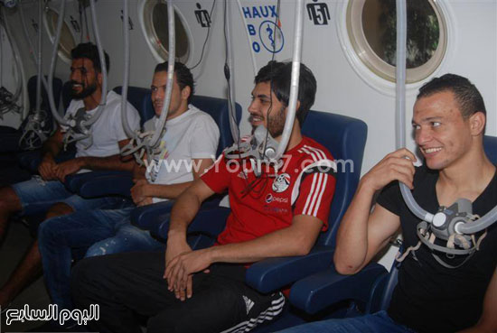 لاعبو الزمالك خلال جلسة الإستشفاء  -اليوم السابع -8 -2015