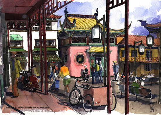رسم كارتونى لأحد الأحياء الصينية -اليوم السابع -8 -2015