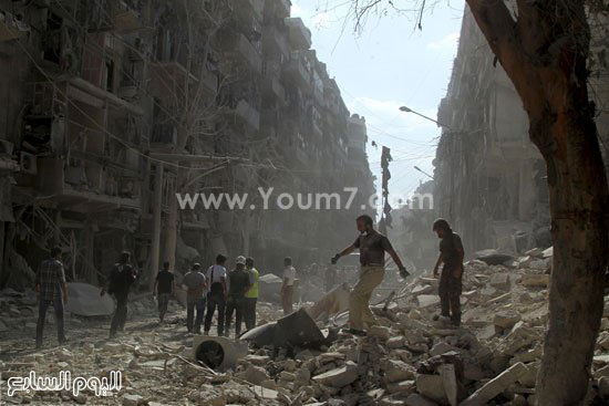 قصف صاروخى للمعارضة السورية على حلب يوقع اكثر من 14 قتيلا -اليوم السابع -9 -2015