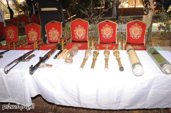 أسلحة وذخائر متنوعة تم تسليمها خلال المبادرة التى أطلقها الرئيس السيسى منذ عامين  -اليوم السابع -9 -2015