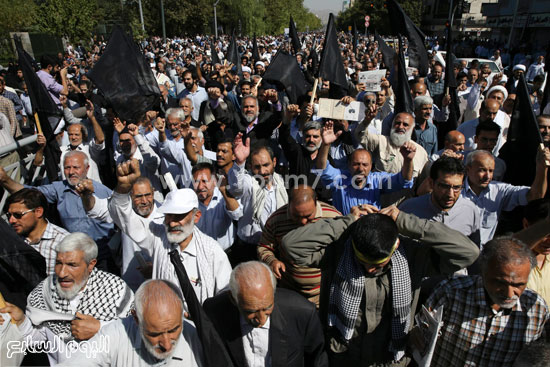 	جانب من احتجاجات طهران اليوم بعد صلاة الجمعة. -اليوم السابع -9 -2015