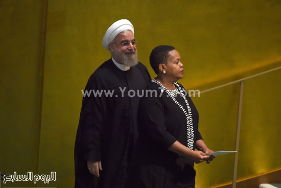 الرئيس الإيرانى يستعد لإلقاء كلمته -اليوم السابع -9 -2015