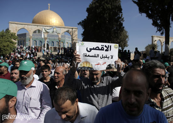 مظاهرات الفلسطينيين ضد دعوات الاحتلال الإسرائيلى لدخول المسجد الأقصى فى القدس. -اليوم السابع -9 -2015