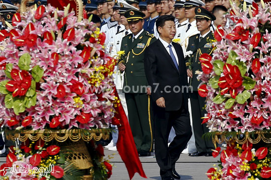   الرئيس الصينى شى جين بينج يشارك فى وضع إكليل من الزهور  -اليوم السابع -9 -2015