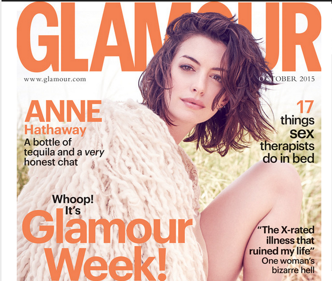 آن هاثاواى على غلاف عدد أكتوبر من مجلة Glamour U.K -اليوم السابع -9 -2015