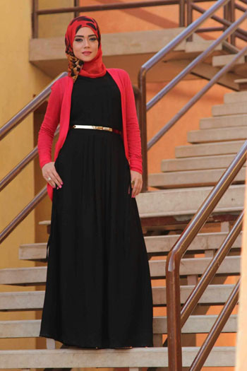 	فستان أسود أنيق من قماش الفسكوز  -اليوم السابع -9 -2015