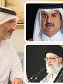 تميم بن حمد والشيخ عبدالله وآية الله على خامنئى تميم بن حمد والشيخ عبدالله وآية الله على خامنئى