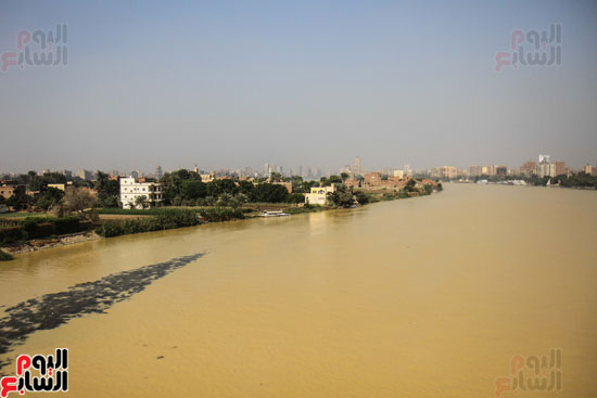 نهر النيل يكتسى باللون الأصفر لون مياه السيول (12)