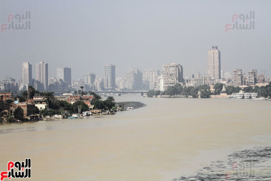 نهر النيل يكتسى باللون الأصفر لون مياه السيول (10)