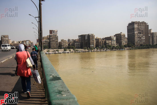 نهر النيل يكتسى باللون الأصفر لون مياه السيول (18)