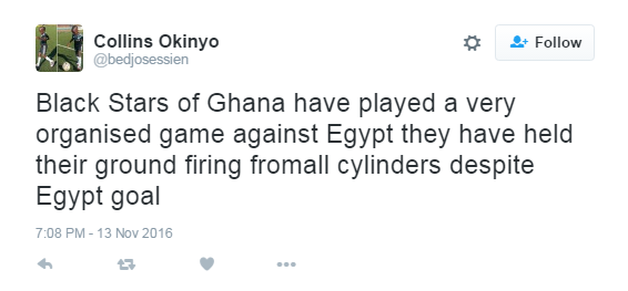 غانا لعبت مباراة جيدة جداً امام مصر بالرغم من اداء مصر الذى يعتمد على غلق المساحات 4