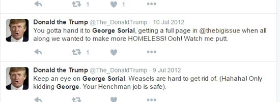 منظمة دونالد ترامب تداعب جورج سوريال على تويتر