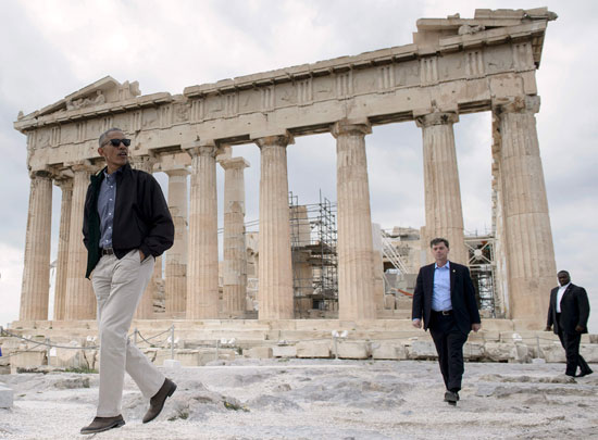 أوباما يزور معالم ومتاحف اليونان خلال تواجده فى أثينا