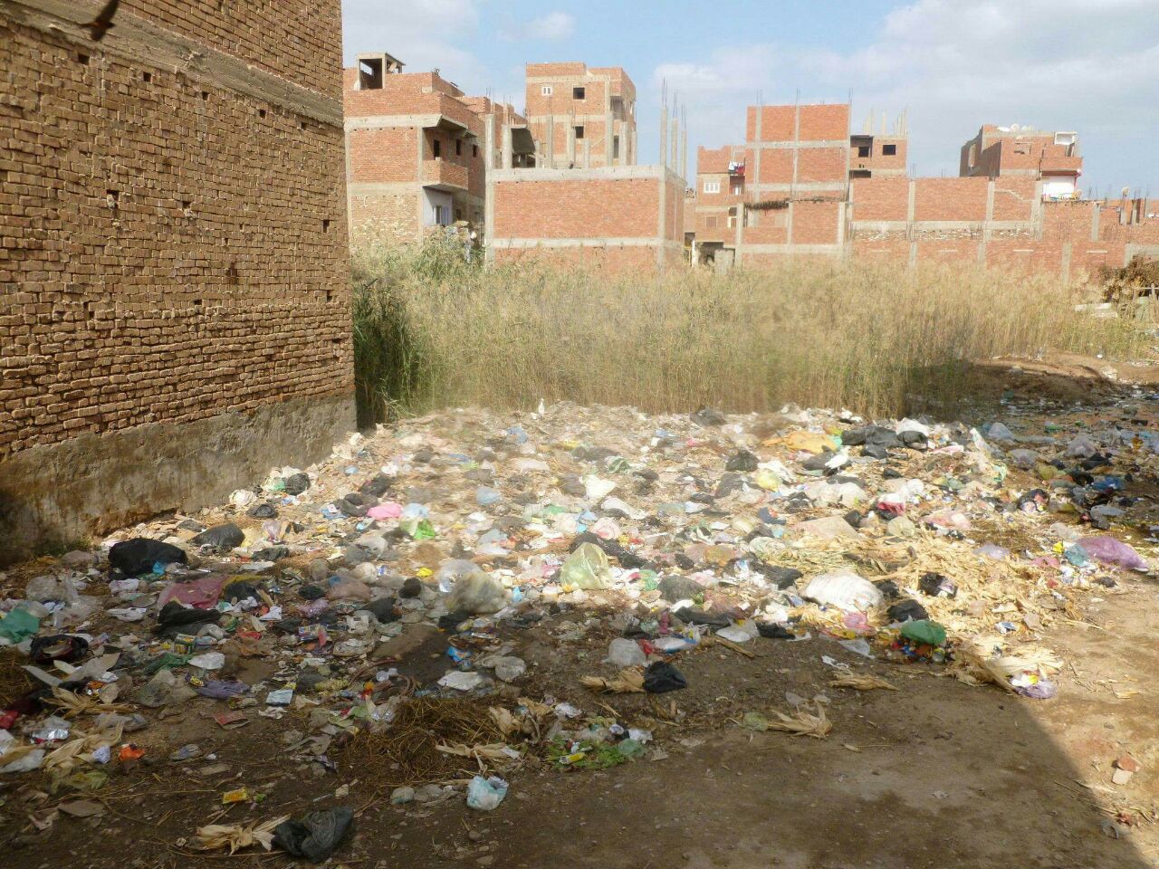 مياه الصرف والقمامة بقرية الحمادية 