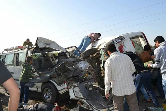 مصرع 4 أشخاص وإصابة 23 فى حادث على طريق قليوب –شبين القناطر