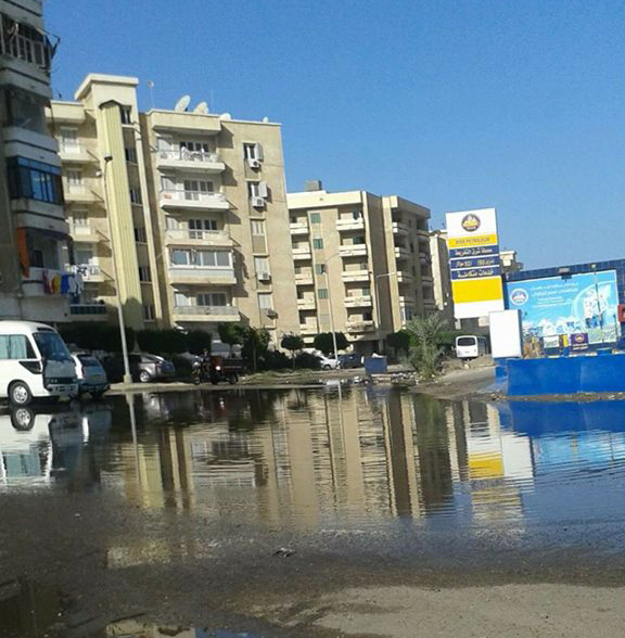 5-   مياه الصرف الصحي في منطقة برج بنك مصر